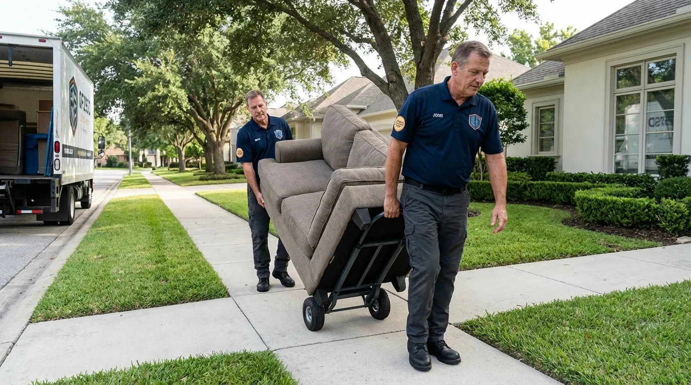 Local residential moving crew loading furniture in Albion, IL